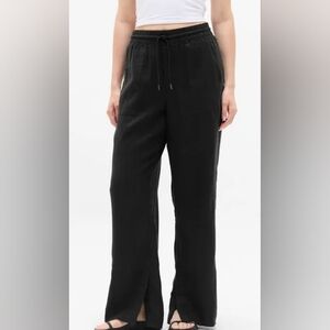 Athleta Black Wide Leg Linen Pants